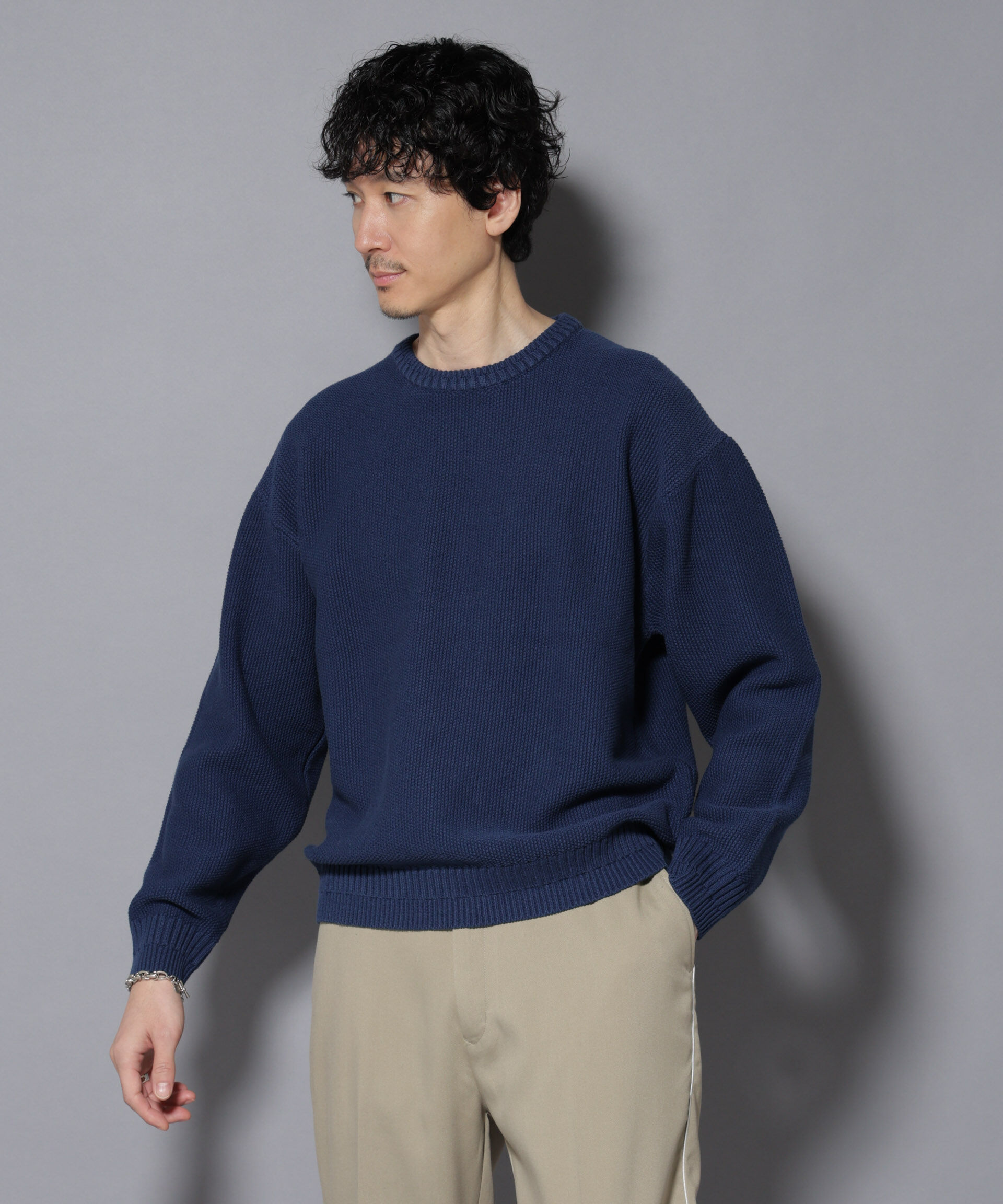 nano･universe「コットンMIXバルキーカノコクルーネックニット」|ニット・セーター|