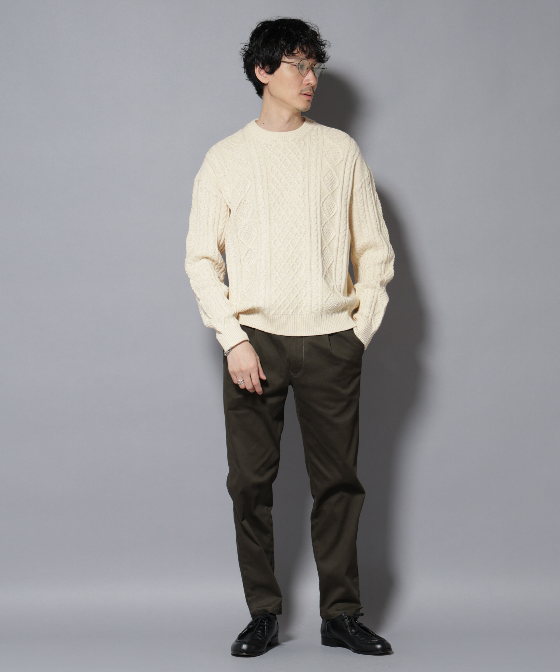 nano･universe「コットンMIXバルキーケーブルニット」|ニット・セーター|