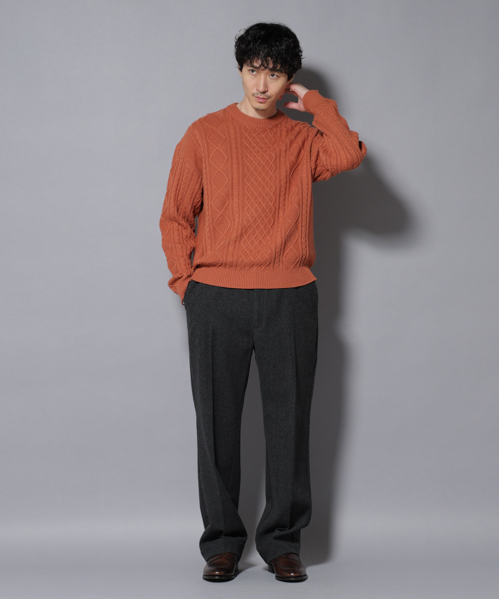 nano･universe「コットンMIXバルキーケーブルニット」|ニット・セーター|