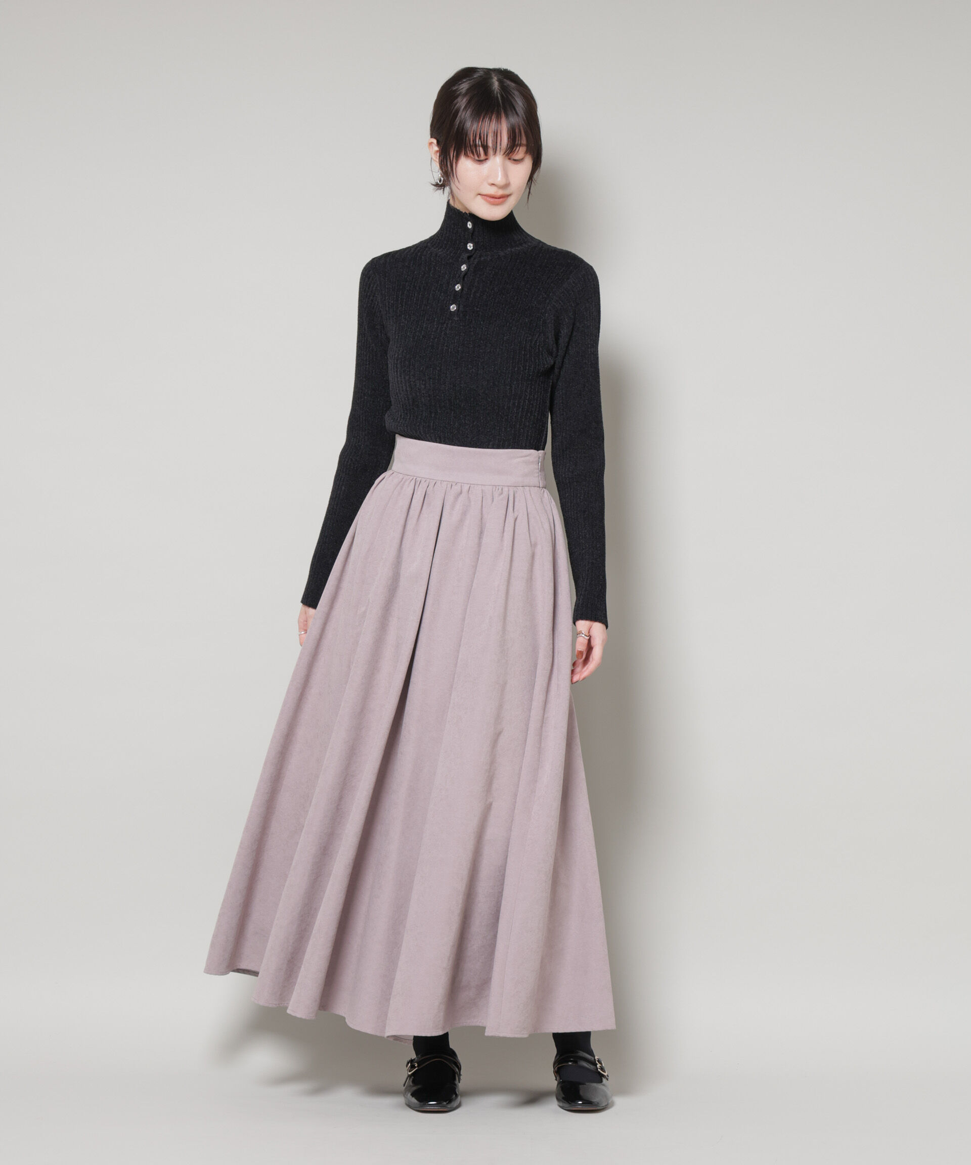 nano･universe「前後2wayボタンネックベロアモールニット」|ニット・セーター|