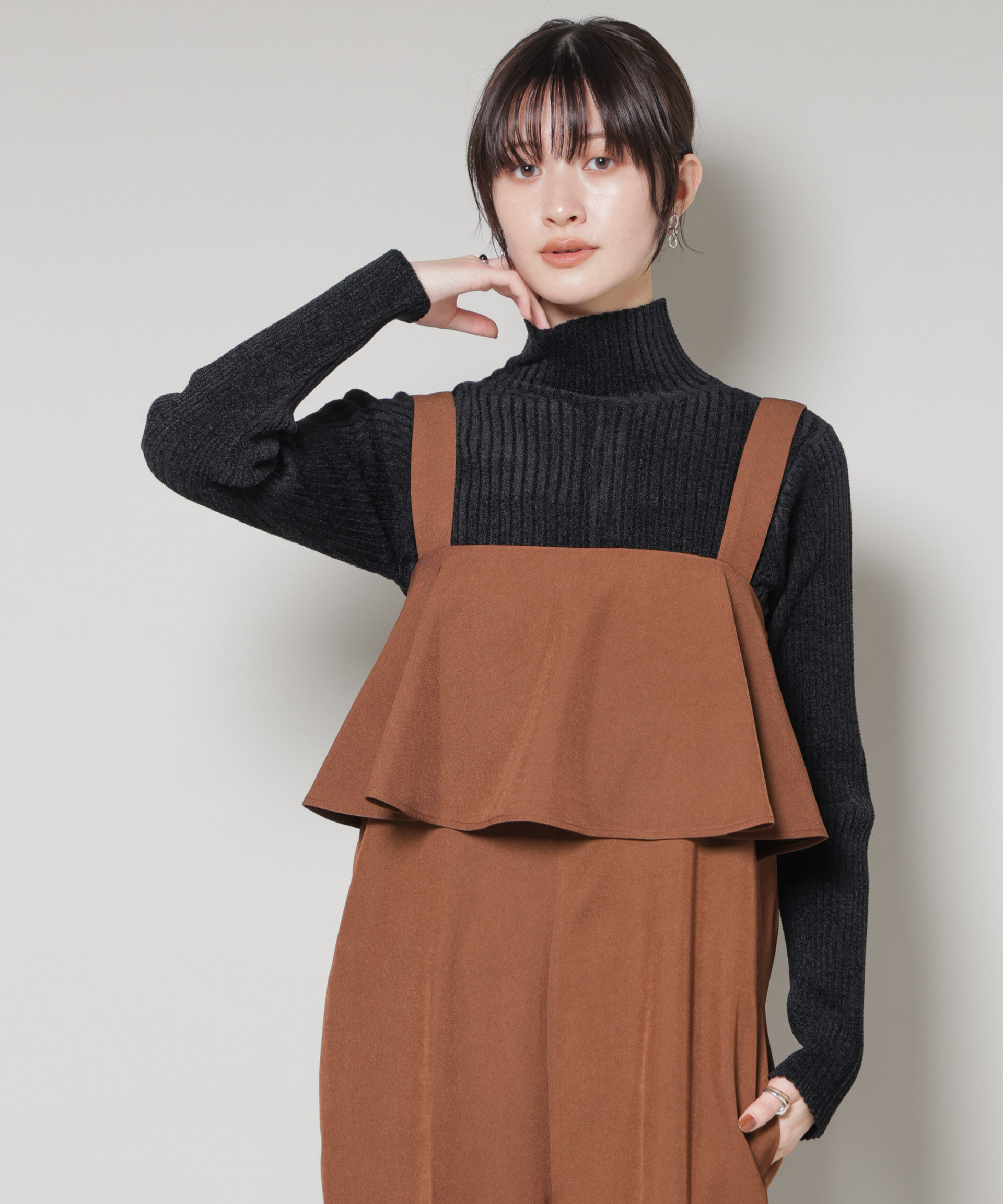 nano･universe「前後2wayボタンネックベロアモールニット」|ニット・セーター|