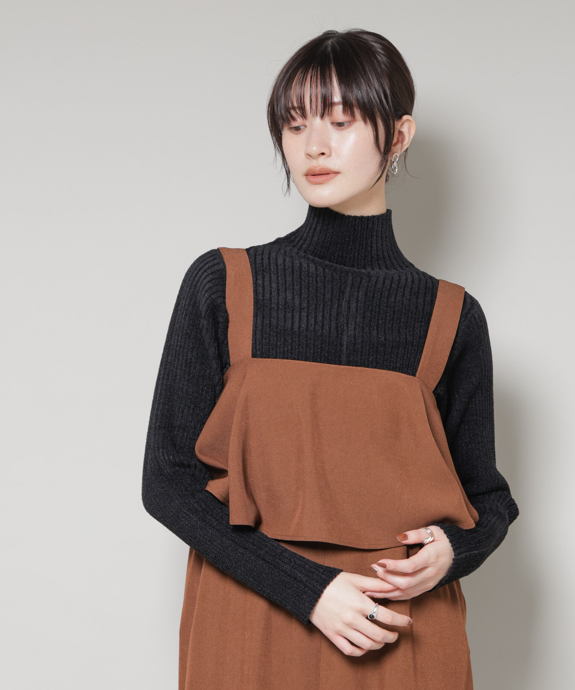 nano･universe「前後2wayボタンネックベロアモールニット」|ニット・セーター|