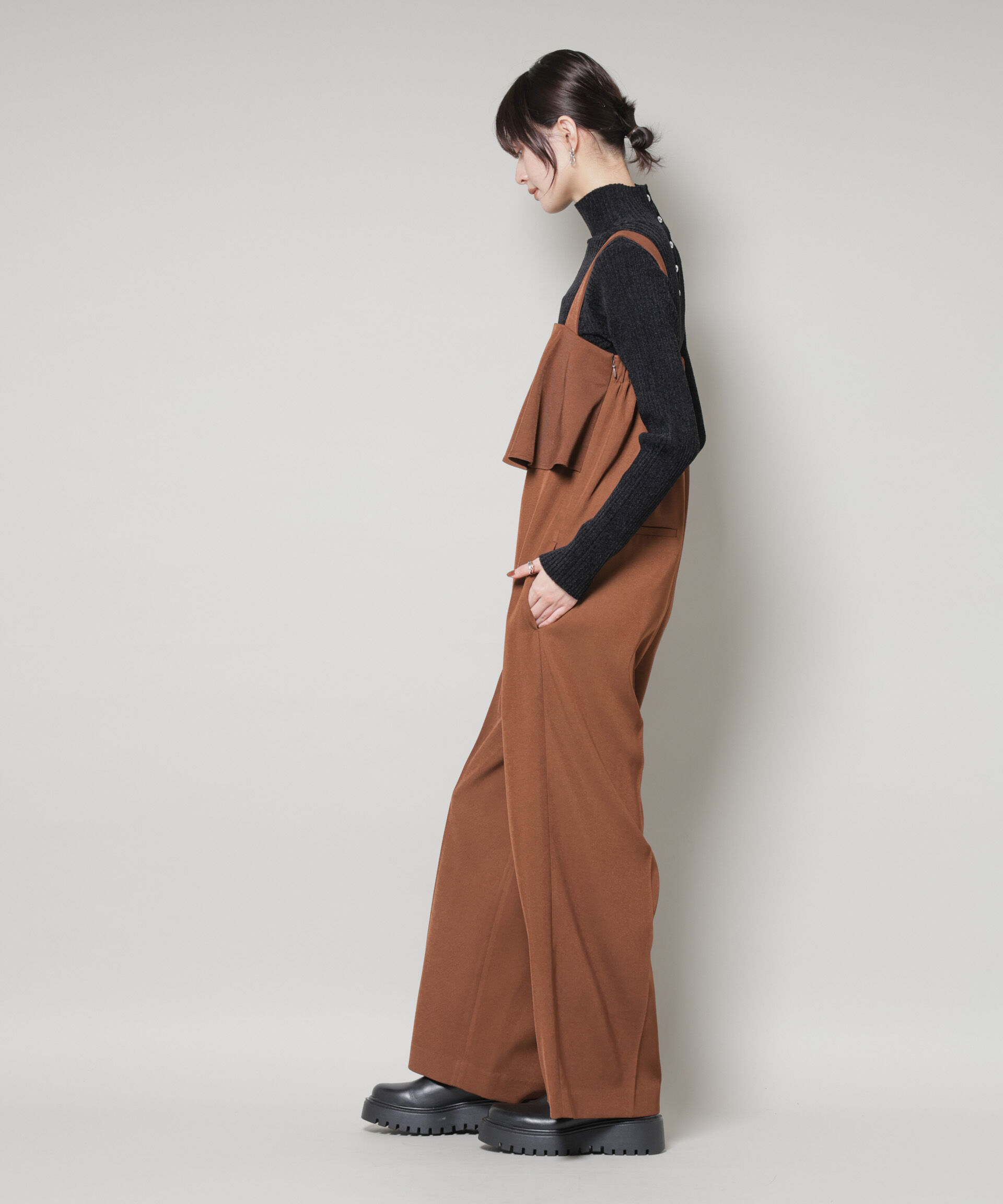 nano･universe「前後2wayボタンネックベロアモールニット」|ニット・セーター|