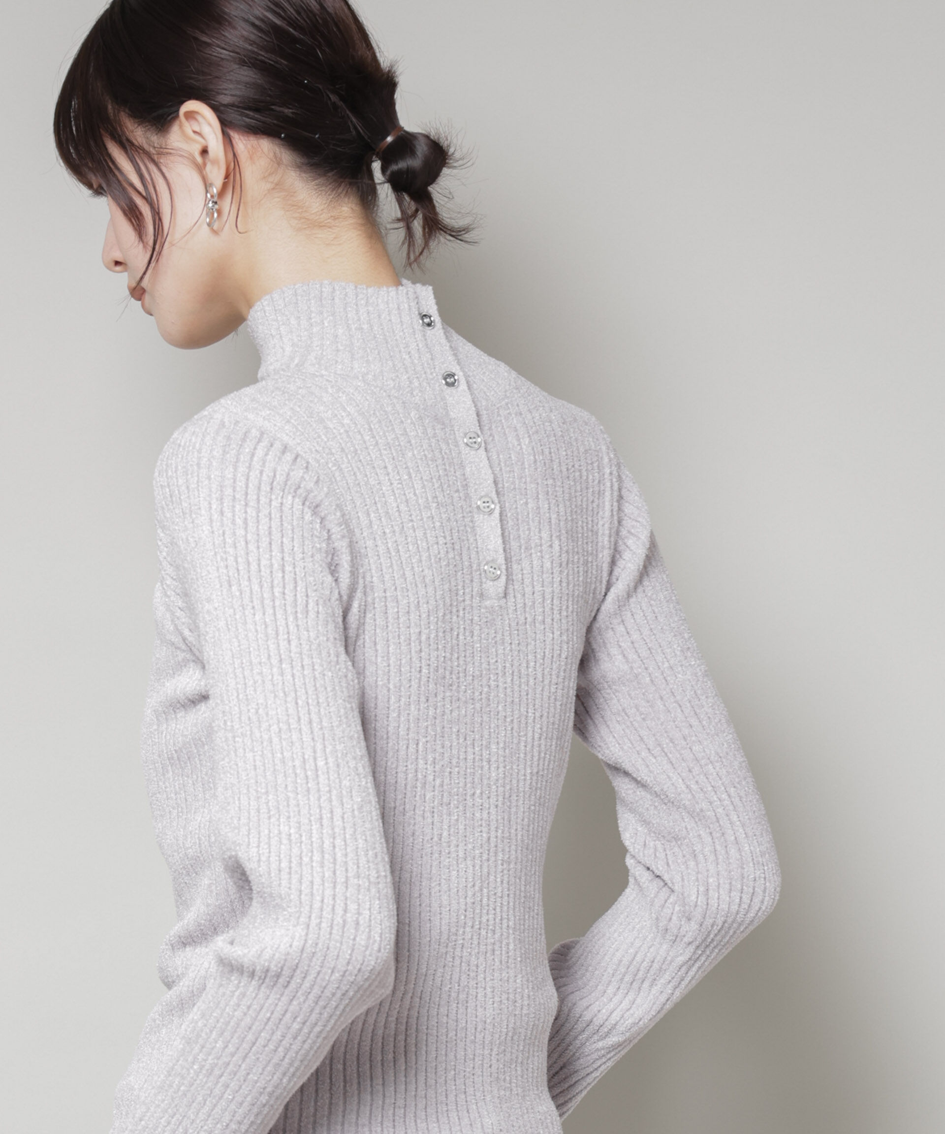 nano･universe「前後2wayボタンネックベロアモールニット」|ニット・セーター|