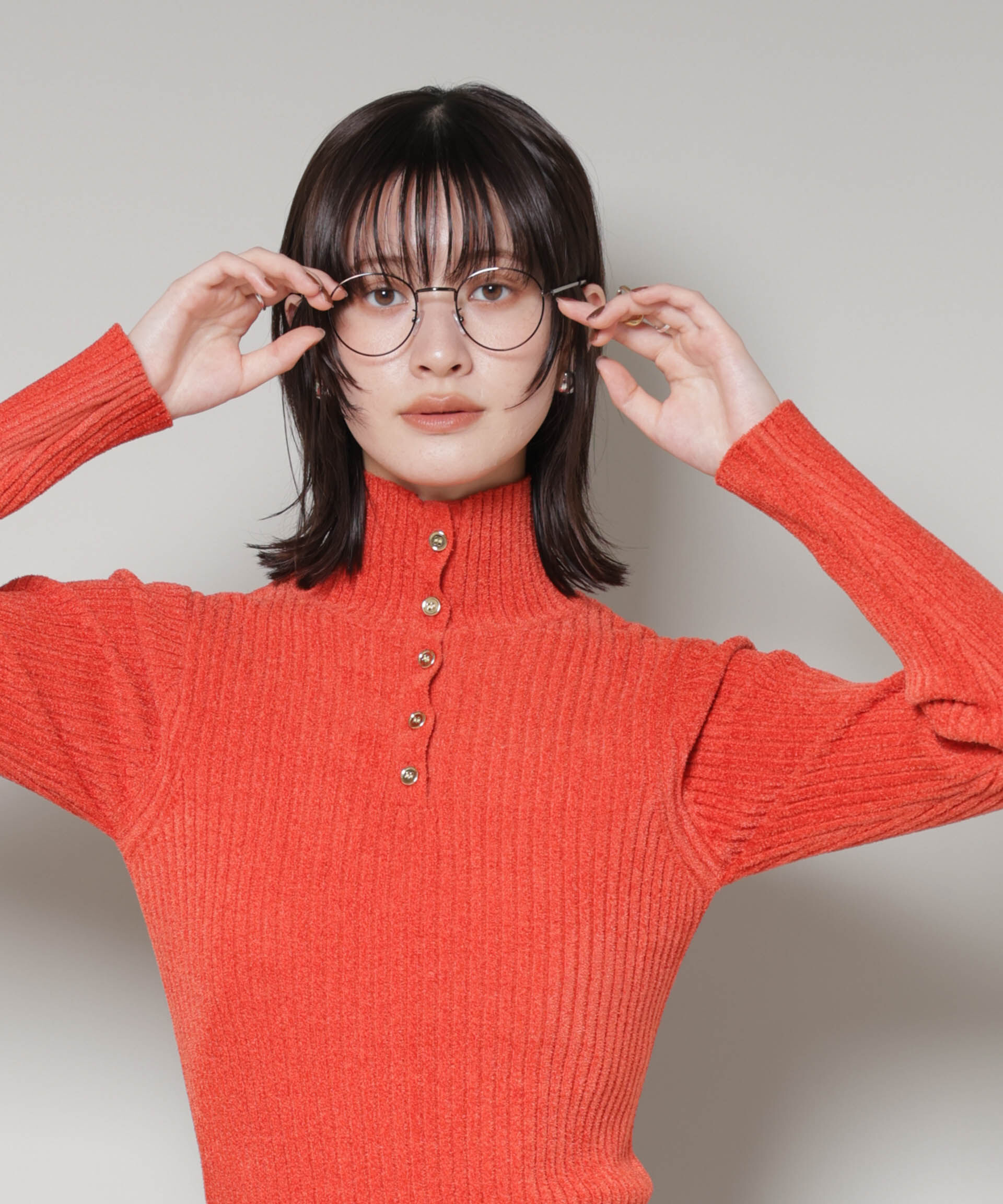 nano･universe「前後2wayボタンネックベロアモールニット」|ニット・セーター|