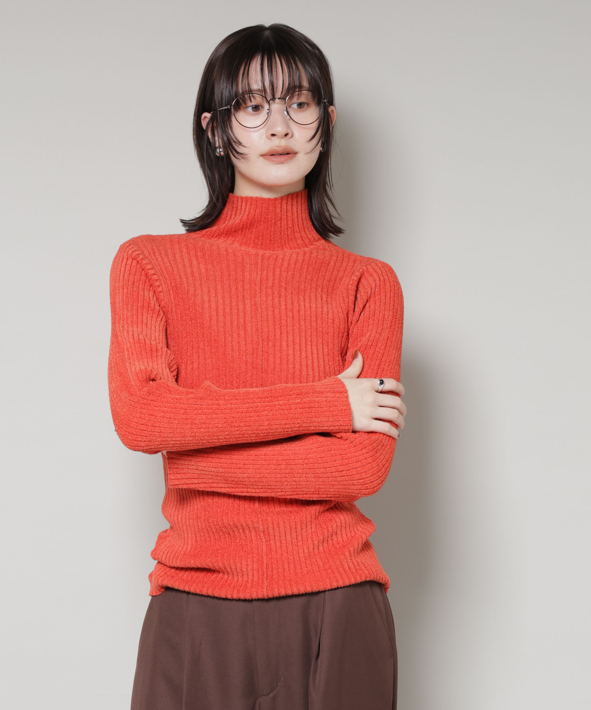 nano･universe「前後2wayボタンネックベロアモールニット」|ニット・セーター|