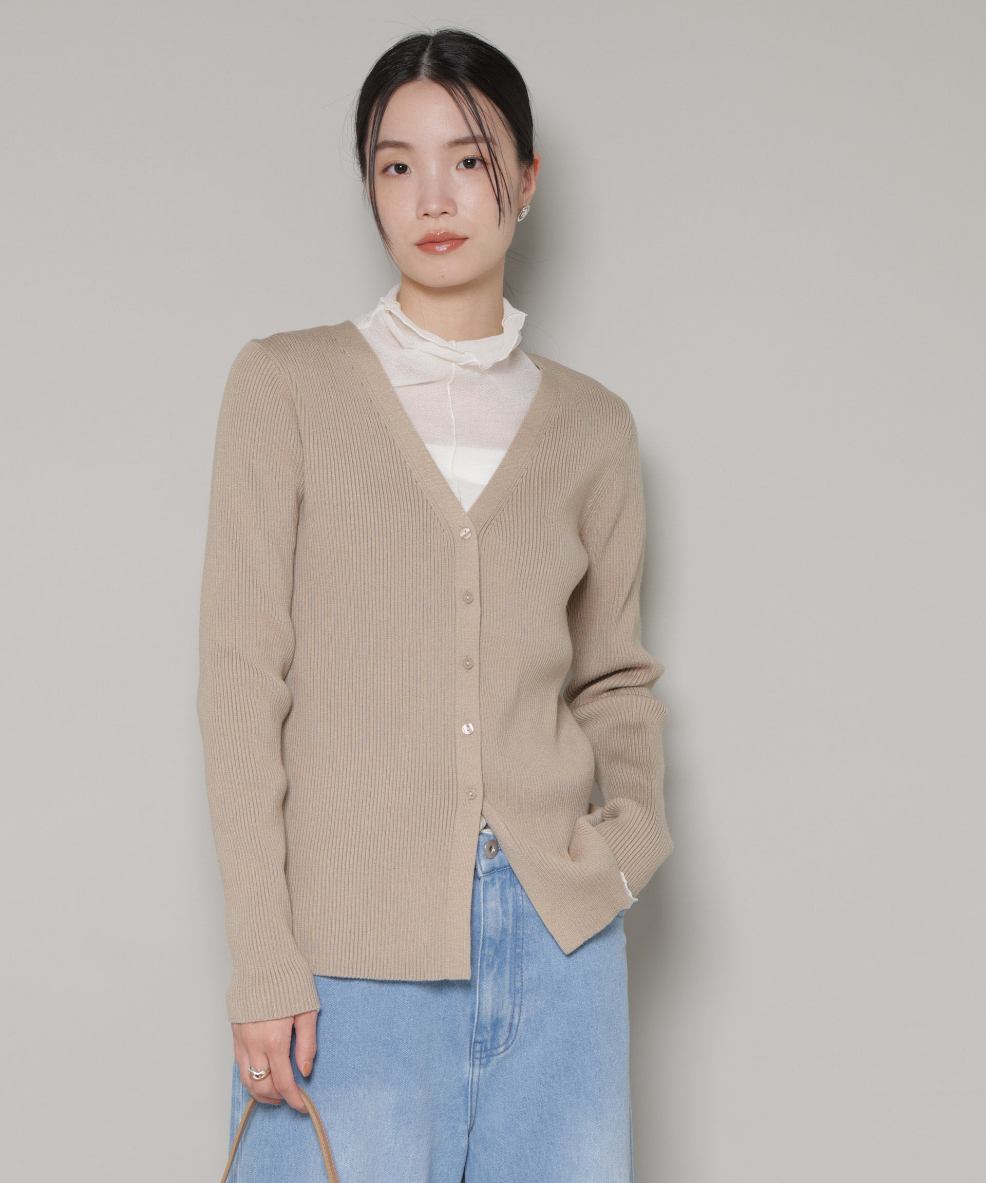 nano･universe「裾スリットVネックリブカーディガン」|ニット・セーター|
