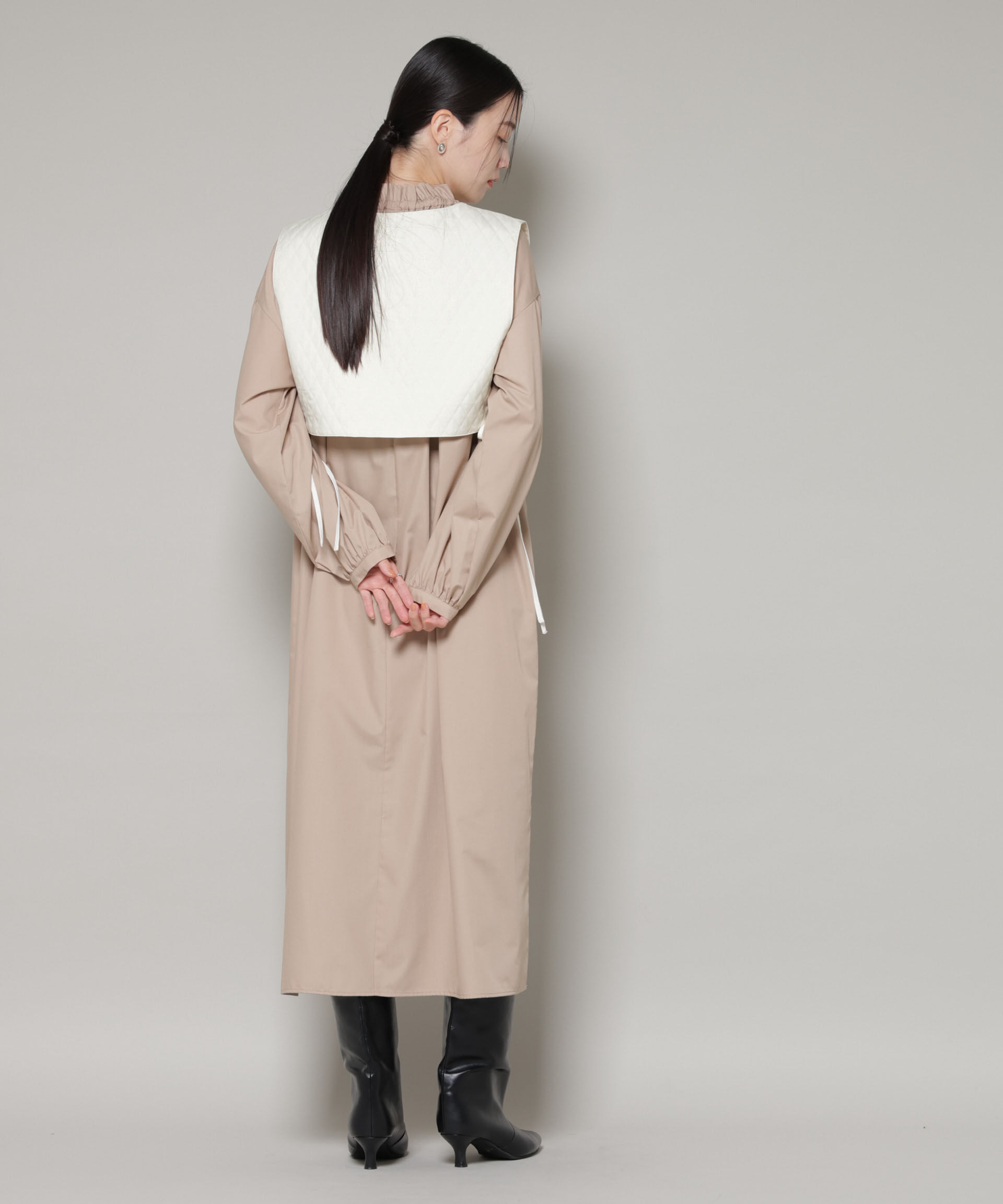 nano･universe「キルティングベスト&times;ギャザーワンピース アンサンブルセット」|ワンピース|