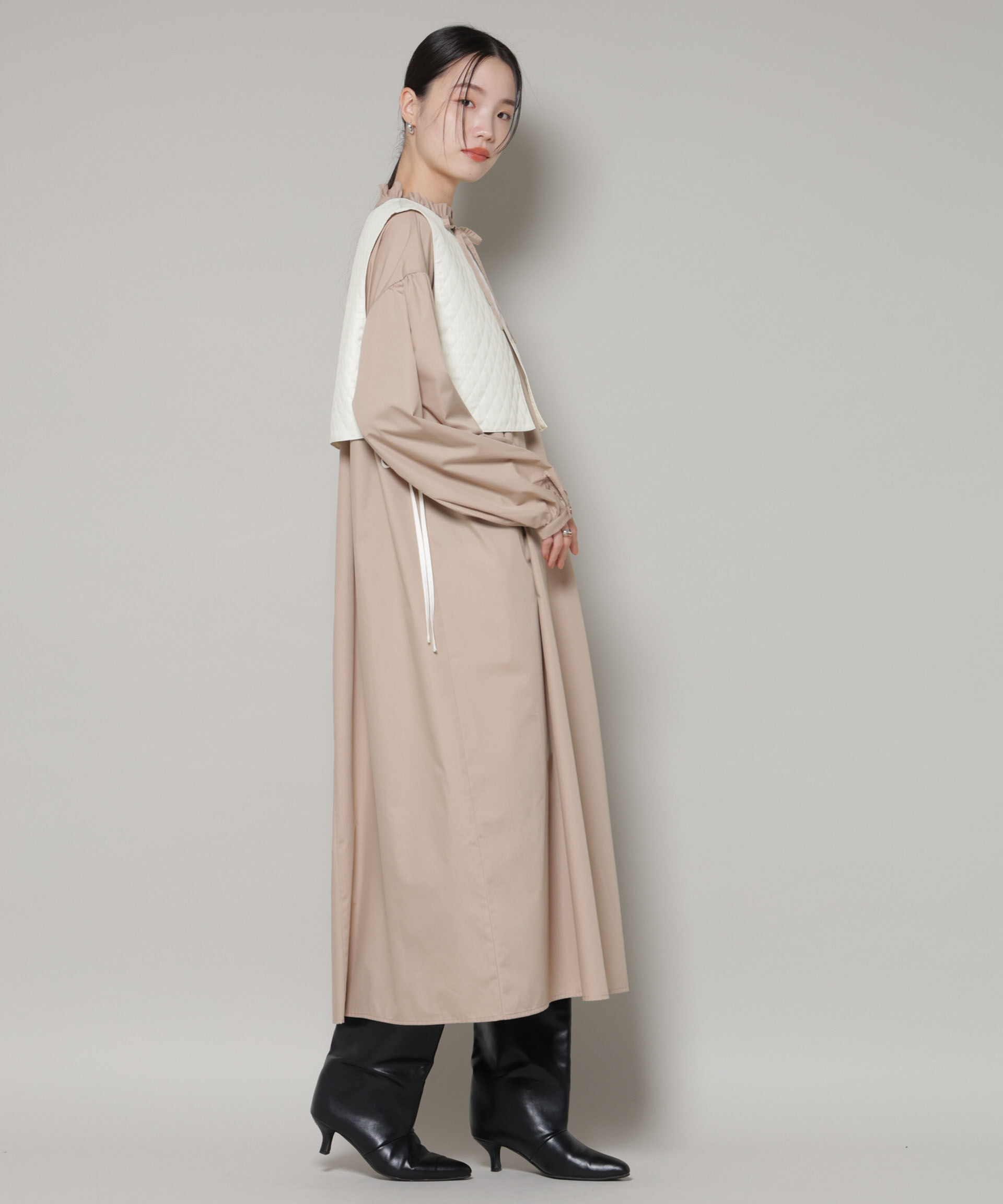 nano･universe「キルティングベスト&times;ギャザーワンピース アンサンブルセット」|ワンピース|