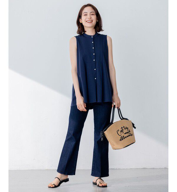 組曲「【洗える】ブラウスライクジャージーノースリーブ カットソー」|Tシャツ・カットソー|