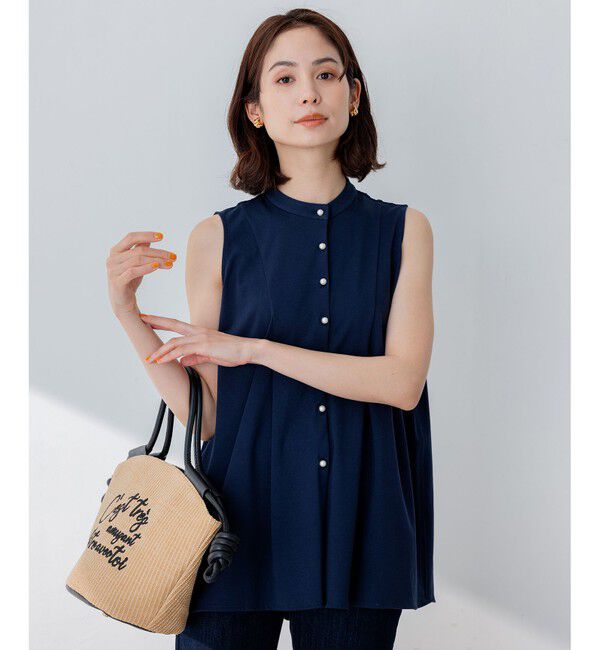 組曲「【洗える】ブラウスライクジャージーノースリーブ カットソー」|Tシャツ・カットソー|