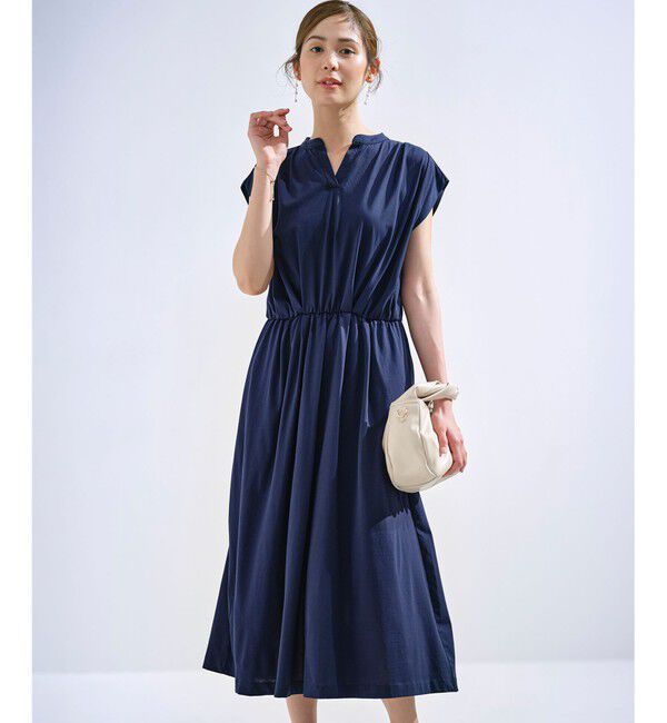 組曲「【洗える・WEB限定】プレーティング天竺 ドレープワンピース」|ワンピース|ネイビー系