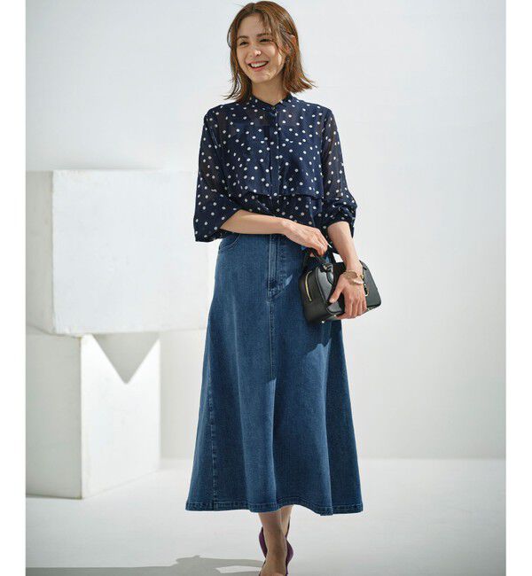 組曲「ライトデニム ビット付きフレアスカート」|スカート|