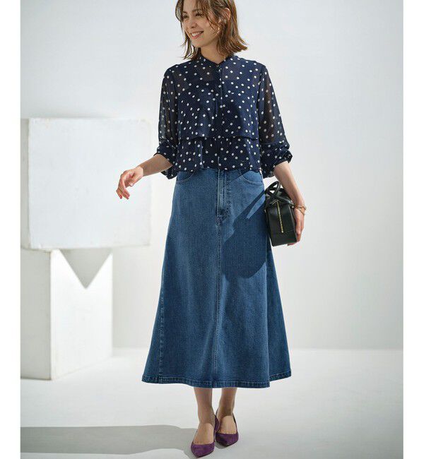 組曲「ライトデニム ビット付きフレアスカート」|スカート|