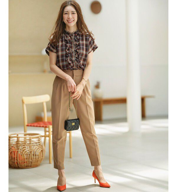 組曲「シアーツイルチェック フリルブラウス」|シャツ・ブラウス|