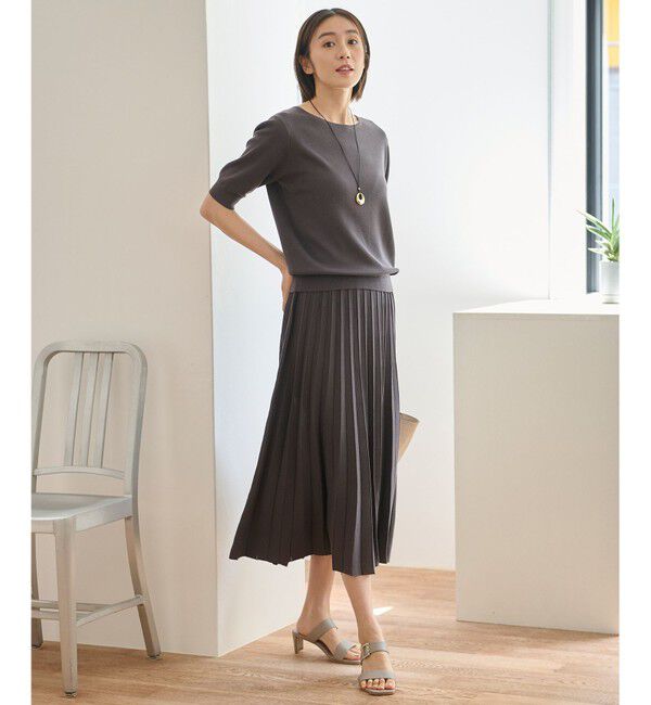 自由区「【WEB限定・洗える・XSサイズあり】ハイツイストコットンアセテートニットセットアップ ワンピース」|スーツ|