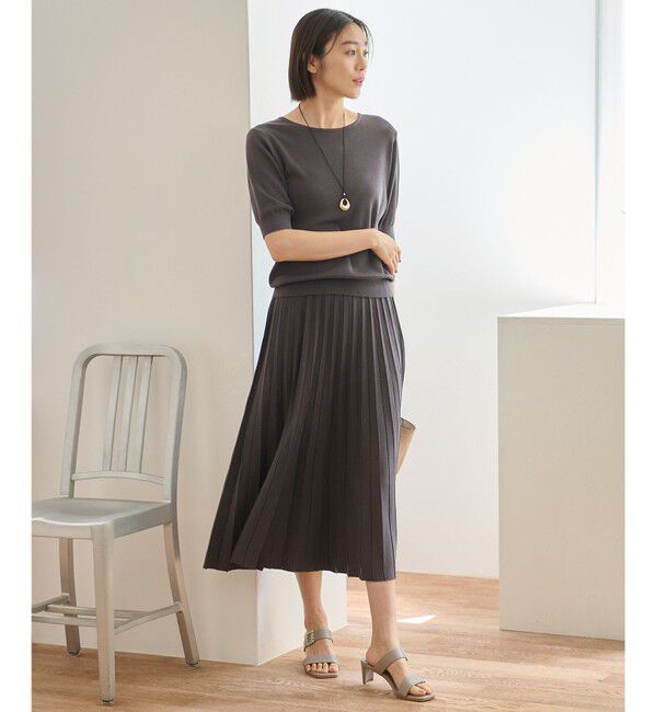 自由区「【WEB限定・洗える・XSサイズあり】ハイツイストコットンアセテートニットセットアップ ワンピース」|スーツ|