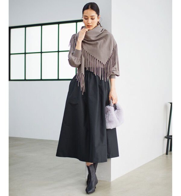 自由区「【洗える】ソフトウールハイゲージフリンジ ストール」|ストール|