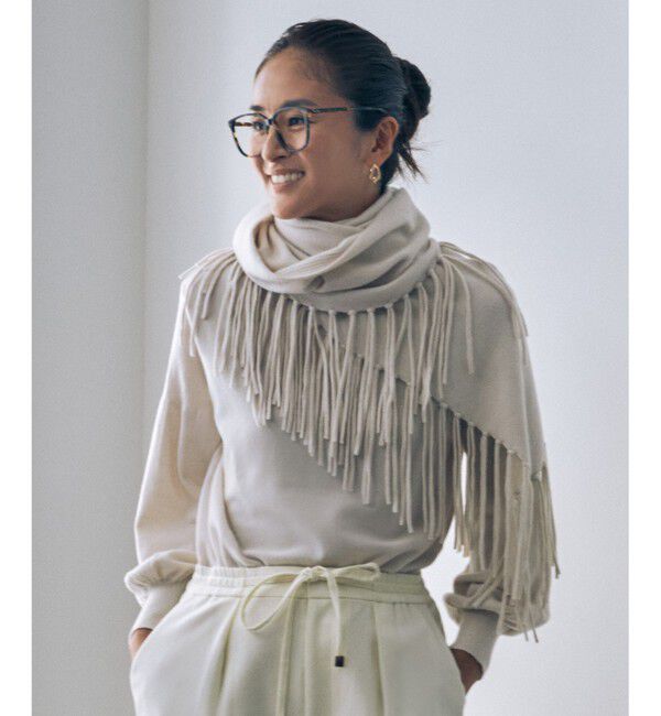 自由区「【洗える】ソフトウールハイゲージフリンジ ストール」|ストール|ベージュ系