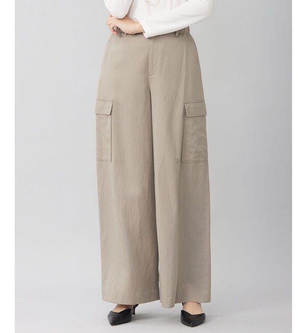 自由区「【洗える】テンセルツィルカーゴ パンツ」|カーゴ|カーキ
