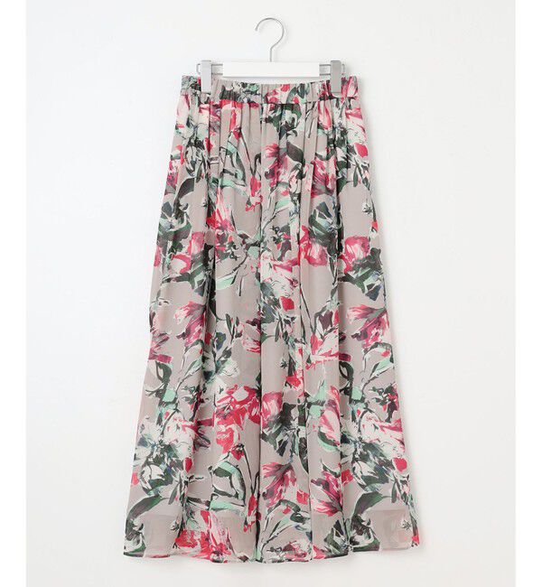 自由区「【ウエストゴム・洗える】ペイントフラワープリント スカート」|スカート|