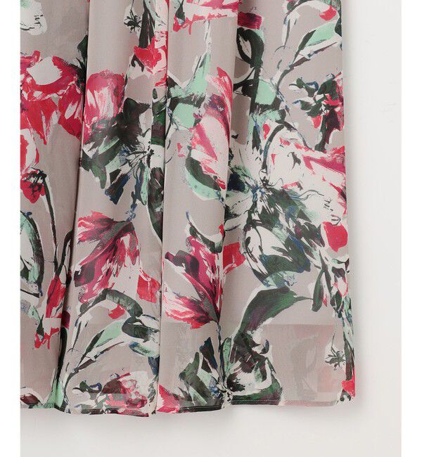 自由区「【ウエストゴム・洗える】ペイントフラワープリント スカート」|スカート|