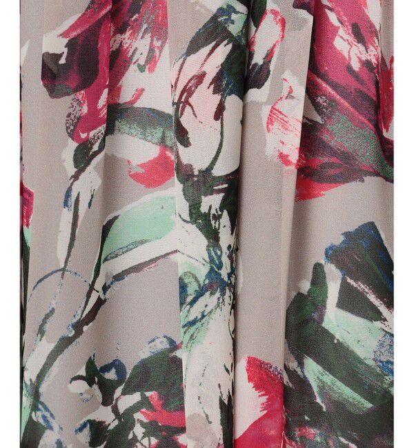 自由区「【ウエストゴム・洗える】ペイントフラワープリント スカート」|スカート|