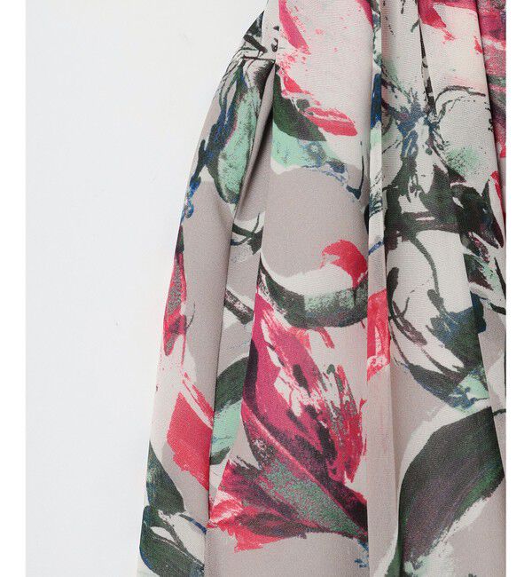 自由区「【ウエストゴム・洗える】ペイントフラワープリント スカート」|スカート|