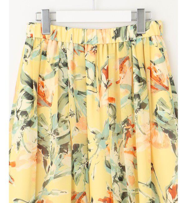 自由区「【ウエストゴム・洗える】ペイントフラワープリント スカート」|スカート|