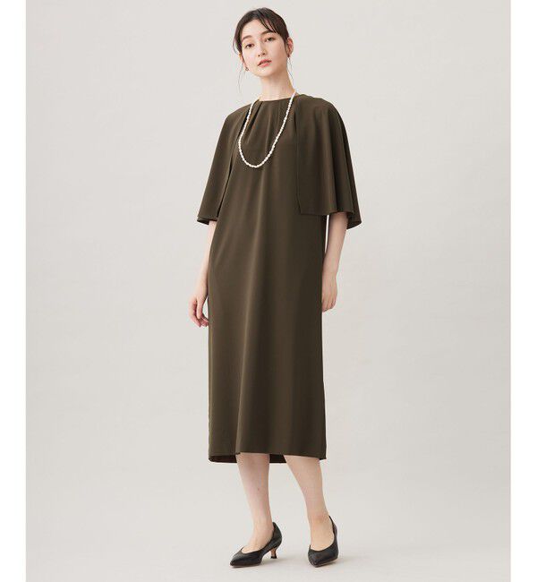 自由区「【カタログ掲載・洗える】ドレープスリーブ ワンピース」|ワンピース|モカ