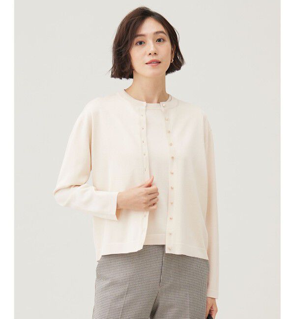 自由区「【アンサンブル対応・洗える】アセテートコットン カーディガン」|カーディガン|アイボリー