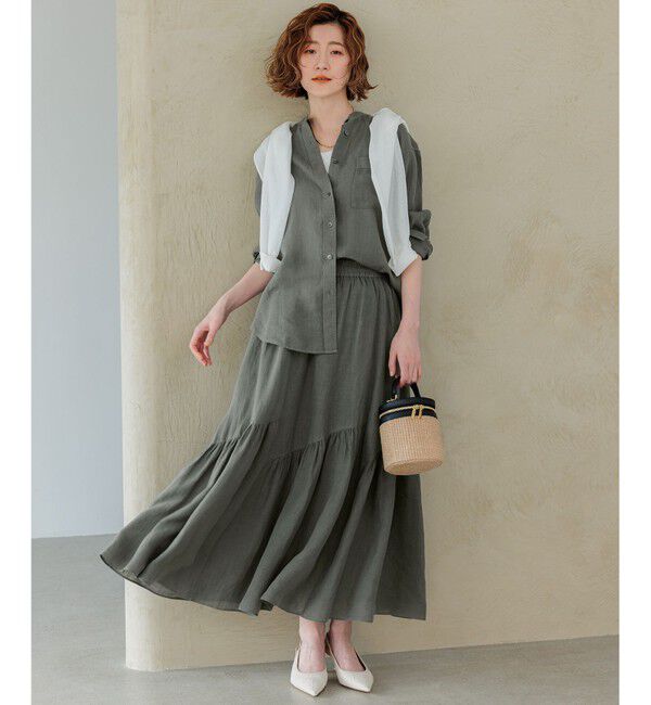 23区「【洗える】LIBECO バンドカラー シャツ」|シャツ・ブラウス|