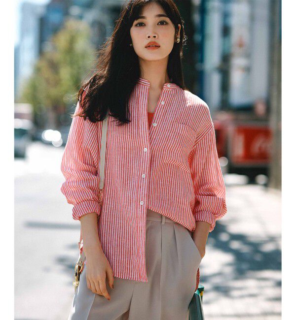 23区「【洗える】LIBECO バンドカラー シャツ」|シャツ・ブラウス|ｵﾚﾝｼﾞｽ