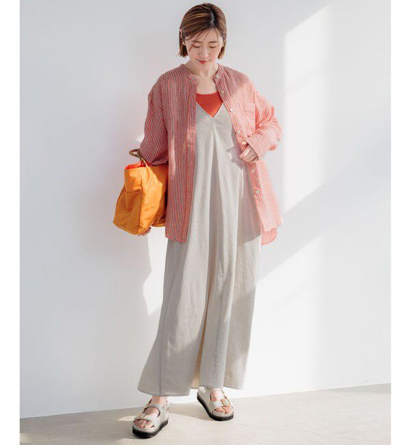 23区「【洗える】LIBECO バンドカラー シャツ」|シャツ・ブラウス|