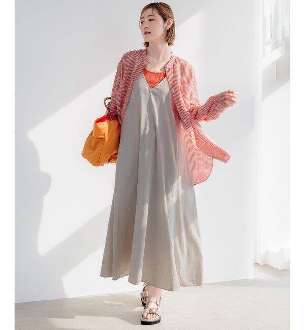 23区「【洗える】LIBECO バンドカラー シャツ」|シャツ・ブラウス|