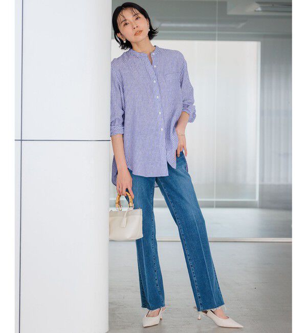 23区「【洗える】LIBECO バンドカラー シャツ」|シャツ・ブラウス|