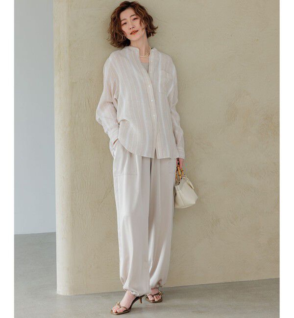 23区「【洗える】LIBECO バンドカラー シャツ」|シャツ・ブラウス|