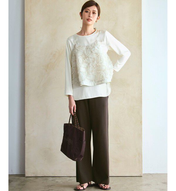 23区「【洗える】サテン ロングスリーブ Tシャツ」|Tシャツ・カットソー|