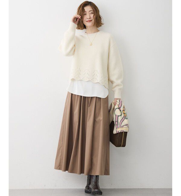 23区「【洗える】サテン ロングスリーブ Tシャツ」|Tシャツ・カットソー|