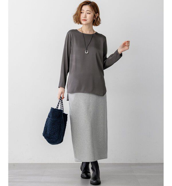 23区「【洗える】サテン ロングスリーブ Tシャツ」|Tシャツ・カットソー|