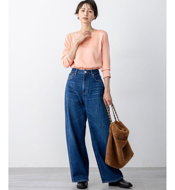 23区「【洗える】サテン ロングスリーブ Tシャツ」|Tシャツ・カットソー|