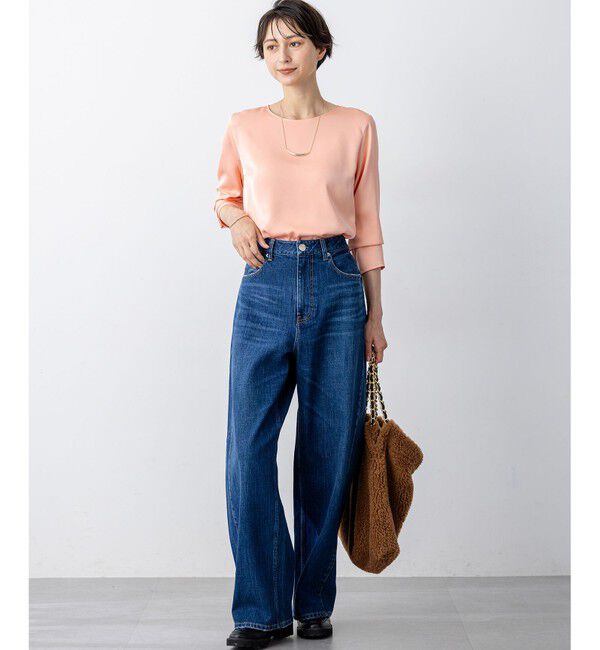 23区「【洗える】サテン ロングスリーブ Tシャツ」|Tシャツ・カットソー|