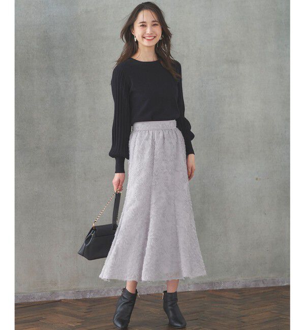 any SiS「【洗える】フェザーフラワージャカード スカート」|スカート|