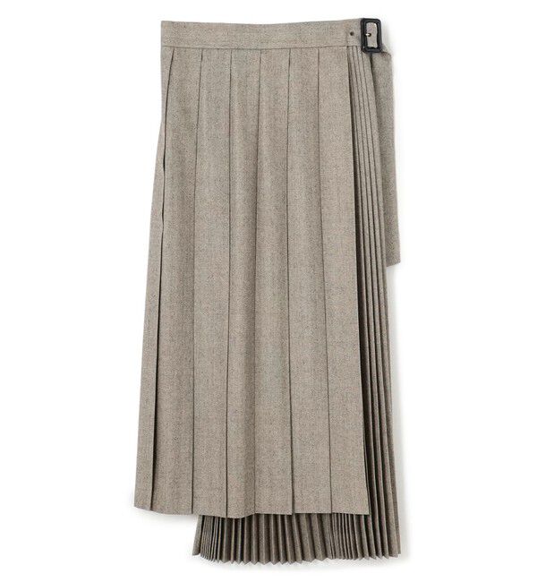 BEIGE,「NATION / ウールヘリンボーンラッププリーツスカート」|スカート|