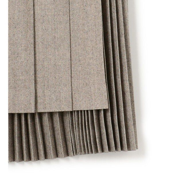 BEIGE,「NATION / ウールヘリンボーンラッププリーツスカート」|スカート|