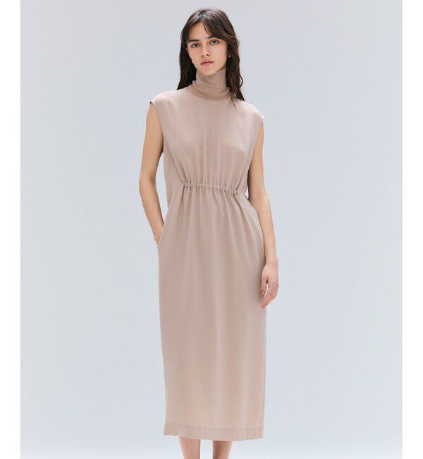 BEIGE,「【洗える】FLEUR / ニットコンビハイネックノースリーブドレス」|ワンピース|Beige