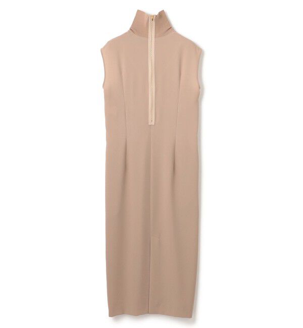 BEIGE,「【洗える】FLEUR / ニットコンビハイネックノースリーブドレス」|ワンピース|