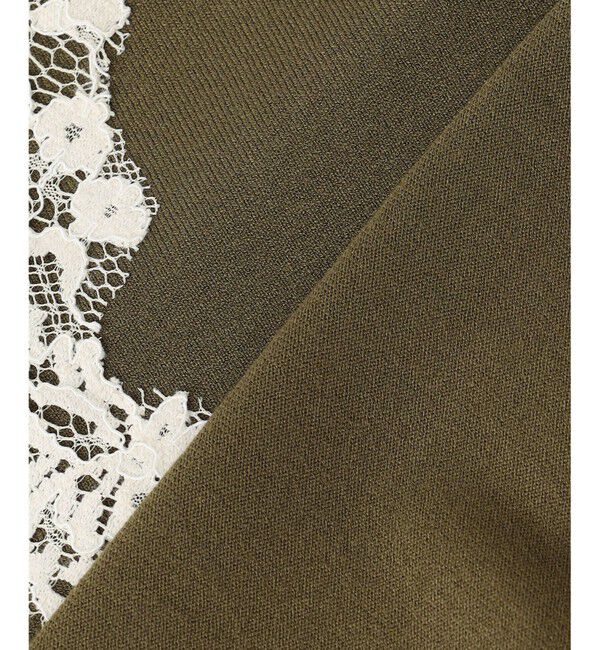 BEIGE,「WILLOW / アシンメトリーレースクルーネックニット」|ニット・セーター|