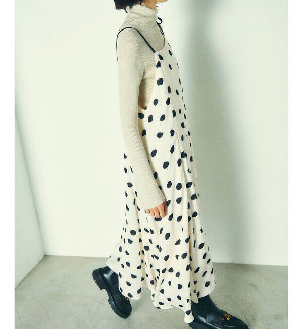  「ドットプリントサテンキャミワンピース」|ワンピース|