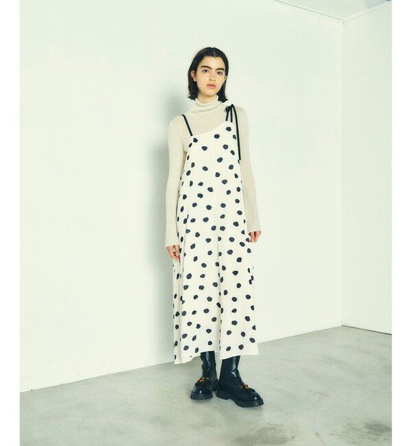  「ドットプリントサテンキャミワンピース」|ワンピース|